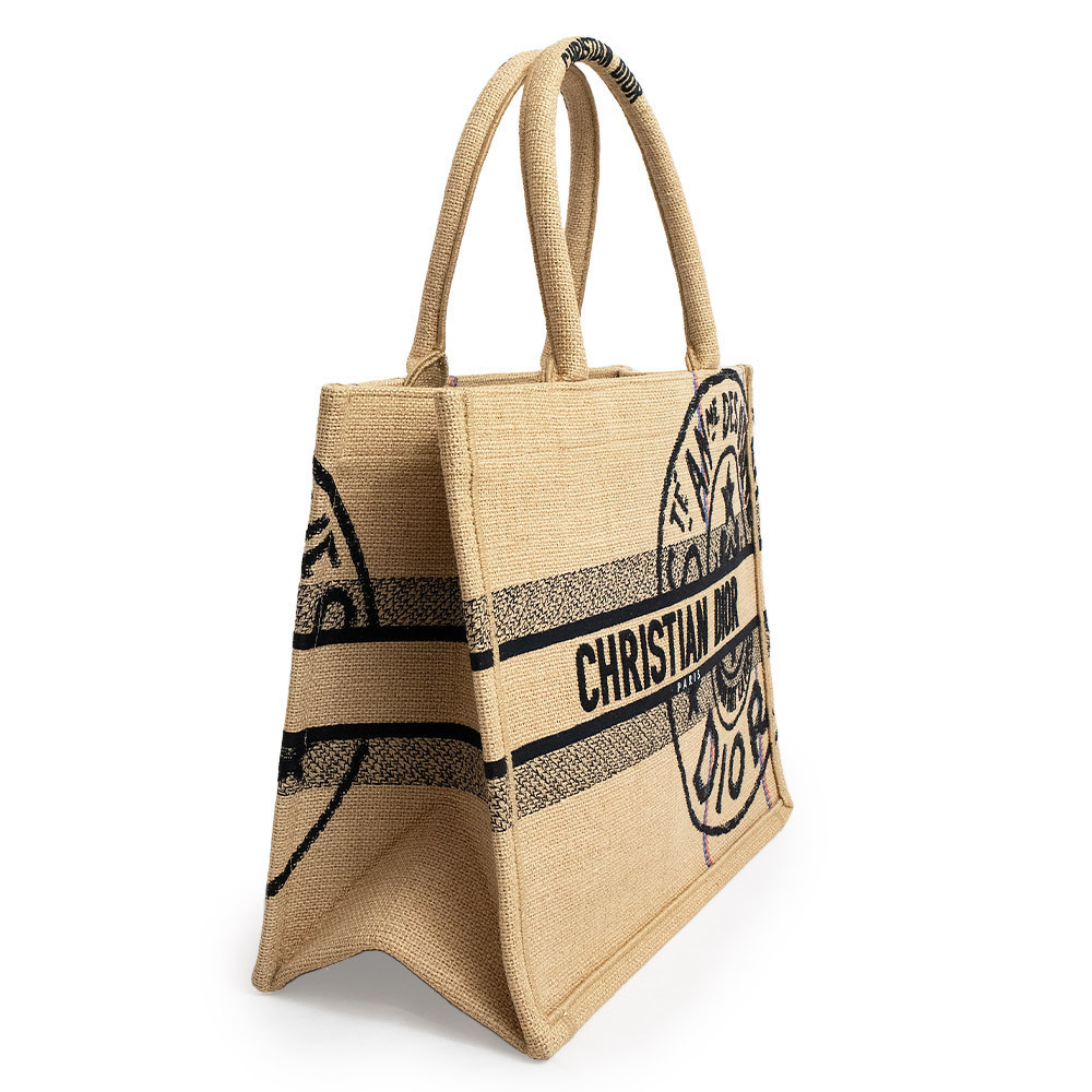 Christian Dior Book Tote Bag Canvas Beige Black - Picture 3 of 9